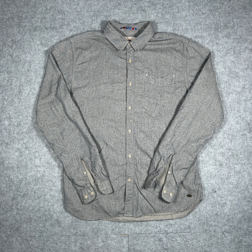 Scotch & Soda button down Shirt Men Large Grey Bonjour Long Sleeve Cotton Casual